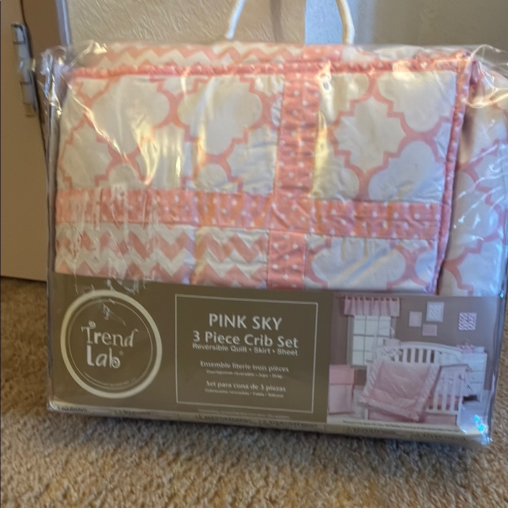 Pink and White Quilted Bedding Set